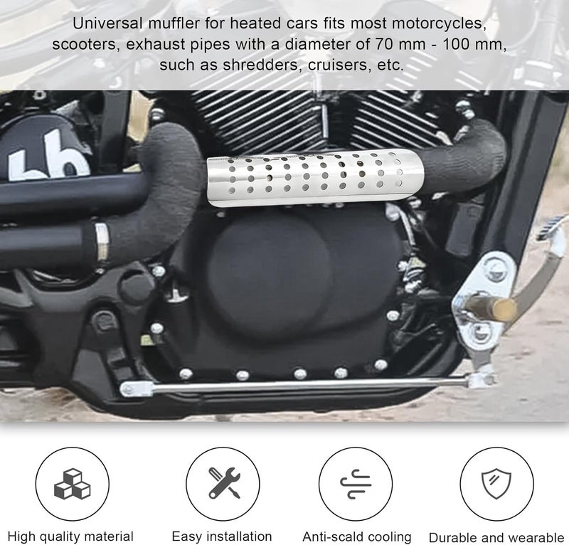 Wevdn Motorcycle Heat Shield, Aluminum Motorbike Pipe Heat Exhaust Heat Shield, Pipe Heat Shield Cover Guard Protector with 2 Stainless Steel Clamps, Motorcycle Accessories (Silver) - Image 5